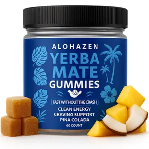 Yerba Mate Gummies - Natural Caffeine with L-Theanine & Chromium Picolinate for Energy & Appetite Support – Vegan, Non-GMO, Tropical Pina Colada Yerba-Mate Gummy – 60 Count