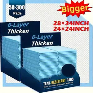 Extra Large Thickened Disposable Adult Pad, Large Size (24*24inch/28*32inch) Absorbent And Leak-proof, Incontinence Mattress, Suitable for Elderly Care, Adult Sheets Anti-fouling, Pet Bowel Training Mat, 50-300 Pieces Value Package