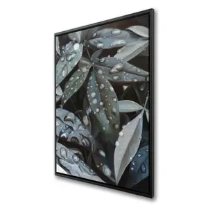 212 MAIN Brown Framed Canvas Artwork, 24x36 in. Artistic Nature Leaves After Rain Decoration, for Living Room, Outdoors Home Decor Posters & Prints, Photo
