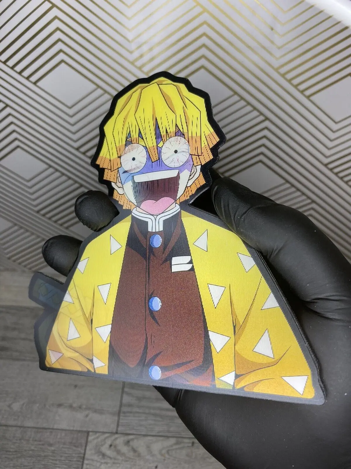 Demon Slayer Zenitsu Agatsuma 3D Lenticular Motion Car Sticker - Self-Adhesive Peeker Decal, Easy-Install Universal Car Sticker for Vehicle Exterior Decoration, Demon Slayer Fans' Ideal Accessory