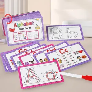 Montessori 26 Letter Learning Cards, Flashcards Learning Alphabet, Waterproof Tear-Resistant Material, Erasable Design, Fun Patterns, Early Education Tool