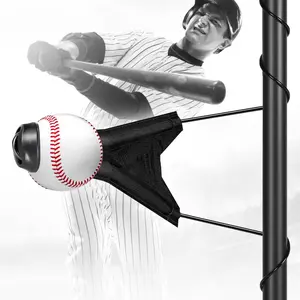Portable Batting Swing Trainer for Baseball&Softball,Adjustable Ball Height Hitting Trainer with Auto-Reset System for Solo Practice,Easy Setup Baseball Training Equipment for Beginner,Advance Player
