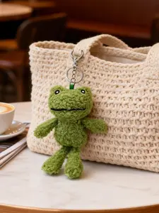 Adorable Amigurumi Frog Keychain, Cute Kawaii Frog Accessory, Trendy Bag Charm, Plush Car Key Ring, Handmade Fluffy Key Chain