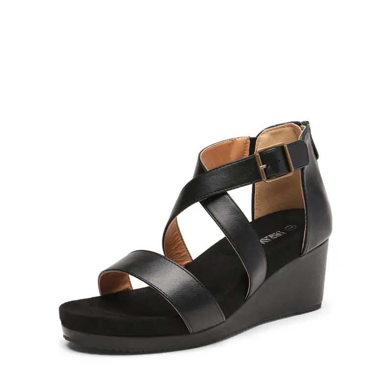 Dream Pairs Women's Strappy Platform Wedge Sandals - Open Toe Heels with Crisscross Ankle Strap and Back Zipper, Strappy Sandals, Sandals Women