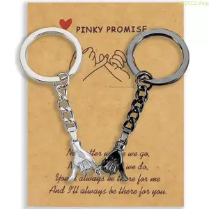2pcs Pinky Promise Matching Keychains or Necklaces, Cute Friendship Gift Set for Couples & Best Friends, His & Hers Jewelry for Birthday & Special Occasions