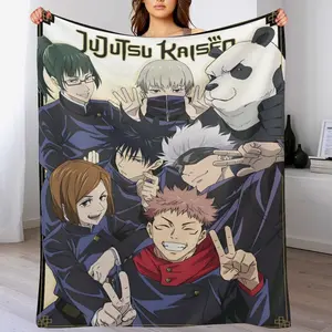 Cartoon Anime Jujutsu Kaisen Blanket Soft Cozy Plush Fleece Throw Blanket, Lightweight Fuzzy Flannel Warm Blanket for Couch Sofa