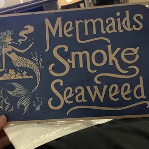 Vintage Mermaid Letter Pattern Metal Sign, 1 Count Retro Decorative Plaque, Wall Decor for Home Farmhouse Living Room Dorm Bedroom, Farmhouse Decoration, Home Decor Products