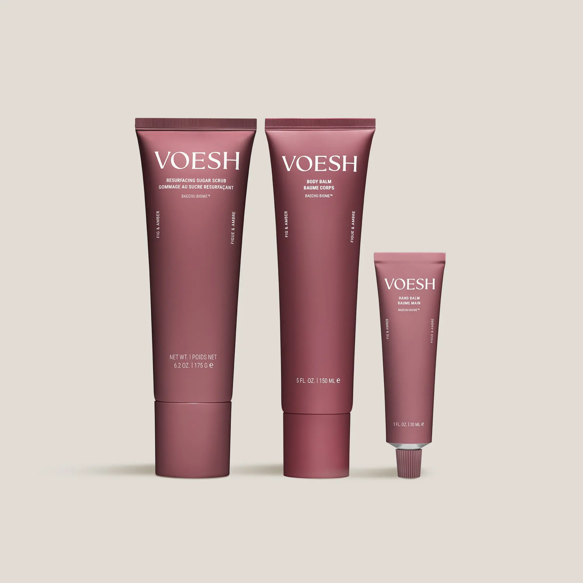 VOESH Body Renewal Set | Exfoliating & Hydrating Body Care Trio for Smooth, Glowing Skin | Resurfacing Sugar Scrub, Body Balm & Hand Balm