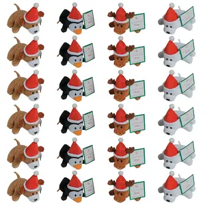 4" Mini Holiday Stuffed Dog, Moose, Polar Bear and Duck Exchanges - 24 Pc.