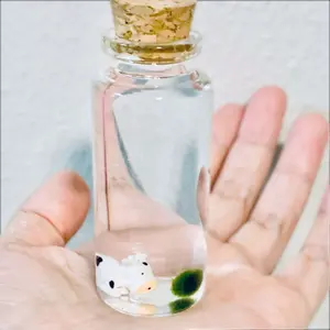 Stress Relief Gift Desktop Decor “Mini Underwater Farm” – Mini Cow and Live Moss Ball Aqua Plant Pet – Relaxing Underwater Pasture Scene for Home or Office aquatic plant house plant dwarf water
