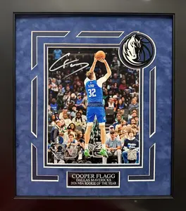 Cooper Flagg Autographed Hand Signed Custom Framed 8x10 Dallas Mavericks Photo - Fanatics COA