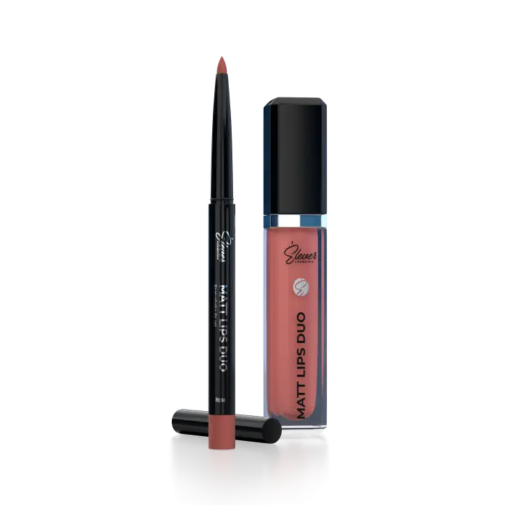 Elever Cosmetics Matt Lips Duo - Long-Wear Lip Liner & Matte Lipstick - Smudge-Proof, Comfortable, and Long-Lasting Makeup