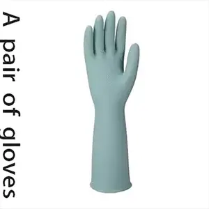 Women's Blue Latex Dishwashing Gloves, Waterproof Durable Cleaning Rubber Gloves, New Material, 32cm Long, Perfect for Kitchen Use