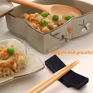8 pcs ceramic tableware chopstick holder, knife holder, spoon and fork holder, black