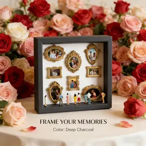 DIY Mini Museum Silhouette Box, Shadow Box Frame Display Case, Personalized Photo Shadow Boxes Display with 7pcs Mini Museum Figurines & 8pcs Mini Gold Frames, Gift for Valentine's Day & Anniversaries BY