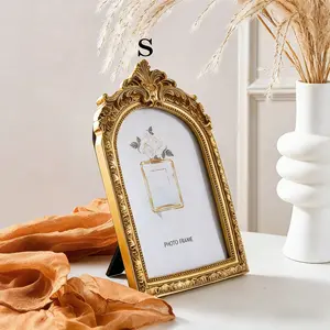 1pc Vintage European Style Gold Lace Decorative Photo Frame, Party Decoration Frame, Retro Design, Versatile Usage, Suitable For Wall, Desk, Bedroom, Office, Storage, Wedding Decor, Home Decor, Party Decor, Great Gift