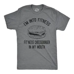 Mens Fitness Cheeseburger In My Mouth T Shirt Funny Junk Food Tee for Guys Mens Funny T Shirts Cool Vintage Fashion T-Shirt Gift Classic Menswear Food Apparel for Men Funny Fitness Short Sleeve Novelty Tees for Dark Grey