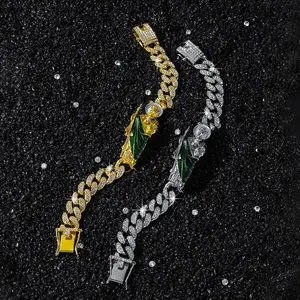 Men Hip Hop Bling lced Out Crystal Miami Cuban Link Bracelet For Women San Judas St. Jude Taddeo Bracelets Religious Jewelry