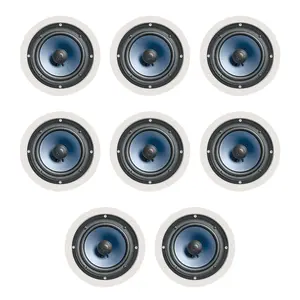 Polk Audio RC60i 2-Way Premium In-Ceiling 6.5" Round Speakers, Dual Pairs (8 Total) for Damp and Humid Indoor/Outdoor Placement - White, Paintable Grille Aluminium Amplifier