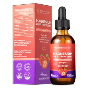 Magnesium Glycinate Liquid Drops with Magnesium Citrate & Taurate, L-Theaine, Vitamin D3, B6, Supports Calm, Sleep, Muscle Relaxation, Leg Cramps & Energy, Sugar-Free Strawberry Flavor, 60 mL women