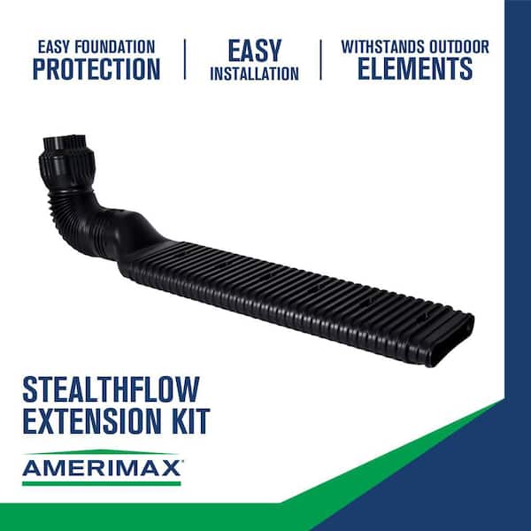 Stealth Flow 43 in. Black Vinyl Low Profile Downspout Extension Kit