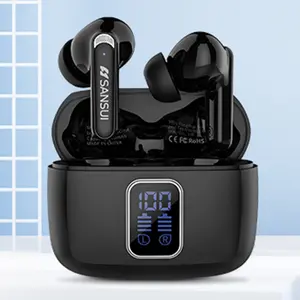 Sansui W9 In-Ear Wireless Earbuds, Bluetooth 5.4, 40-Hour Battery Life, LED Digital Display, Microphone Headset, Noise Cancellation, for iPhone Android and Bluetooth Devices, Lightweight, Audio Gaming Headset