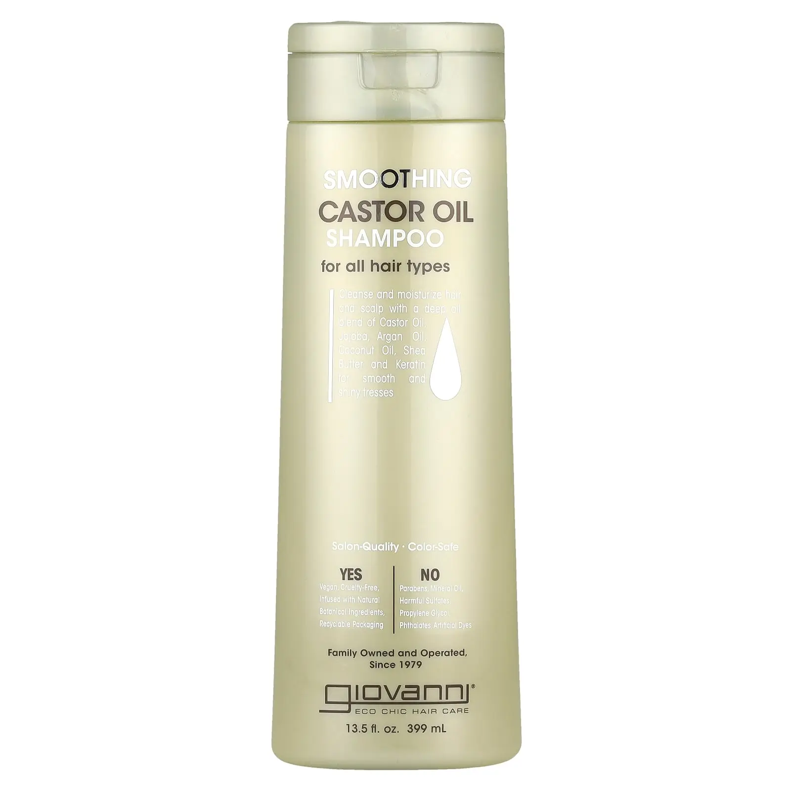 Giovanni Smoothing Castor Oil Shampoo, For All Hair Types, 13.5 fl oz (399 ml)