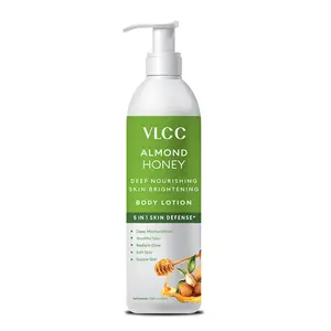 VLCC Almond Honey Body Lotion - Nourishing Whipped Body Moisturizer Cream with Sunflower, Almond Oil and Honey - Lightweight Non Greasy Dry Skin Lotion - 11.83 oz