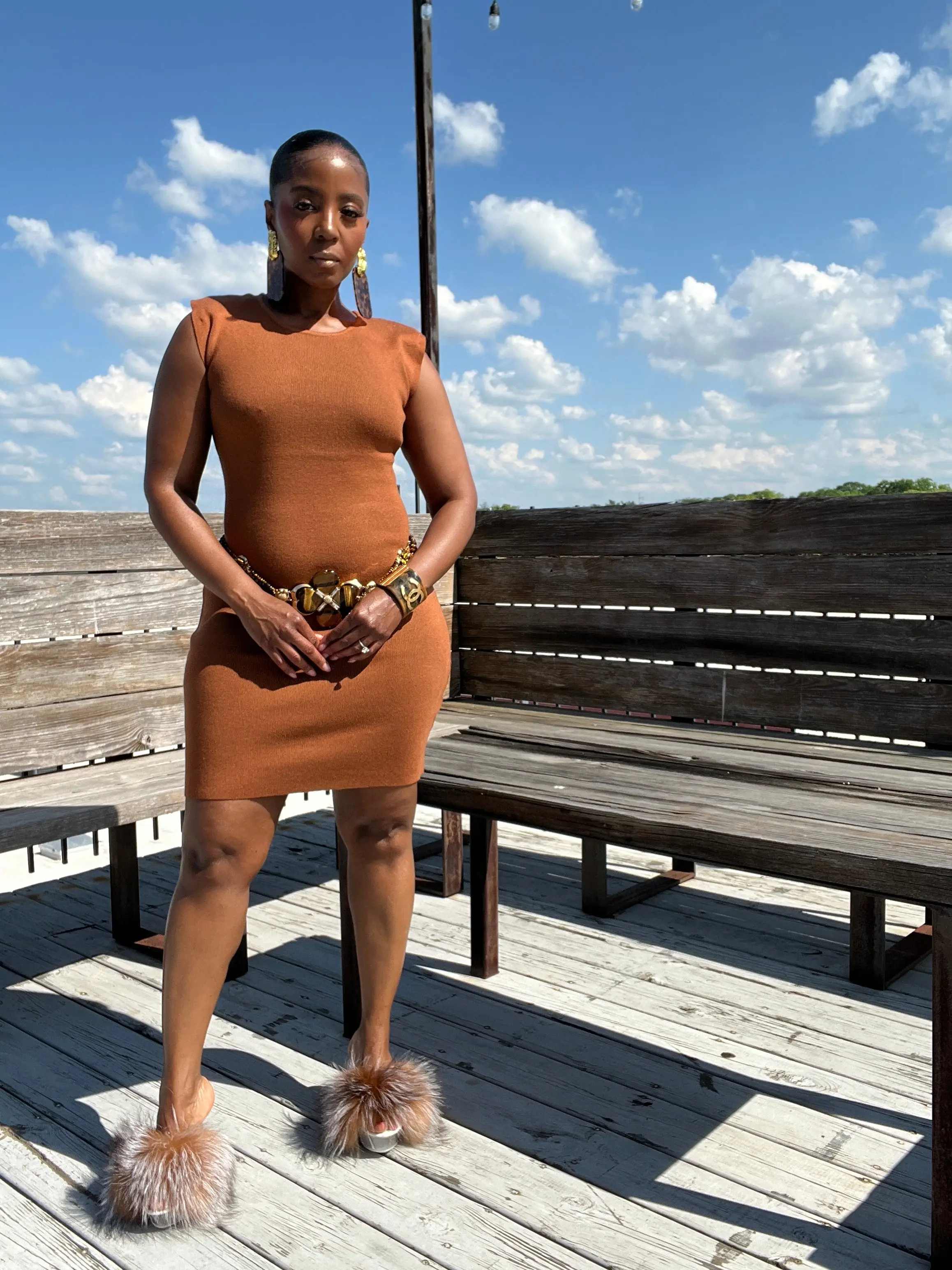 Penny Copper Stretch Knit Dress