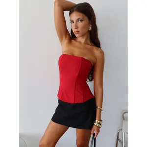 Kaetlyn Strapless Corset Top Red