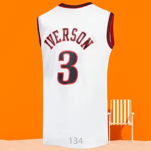 Allen Iverson Classic-Design stitched Basketball Jerseys Retro Men's Sleeveless White shirt