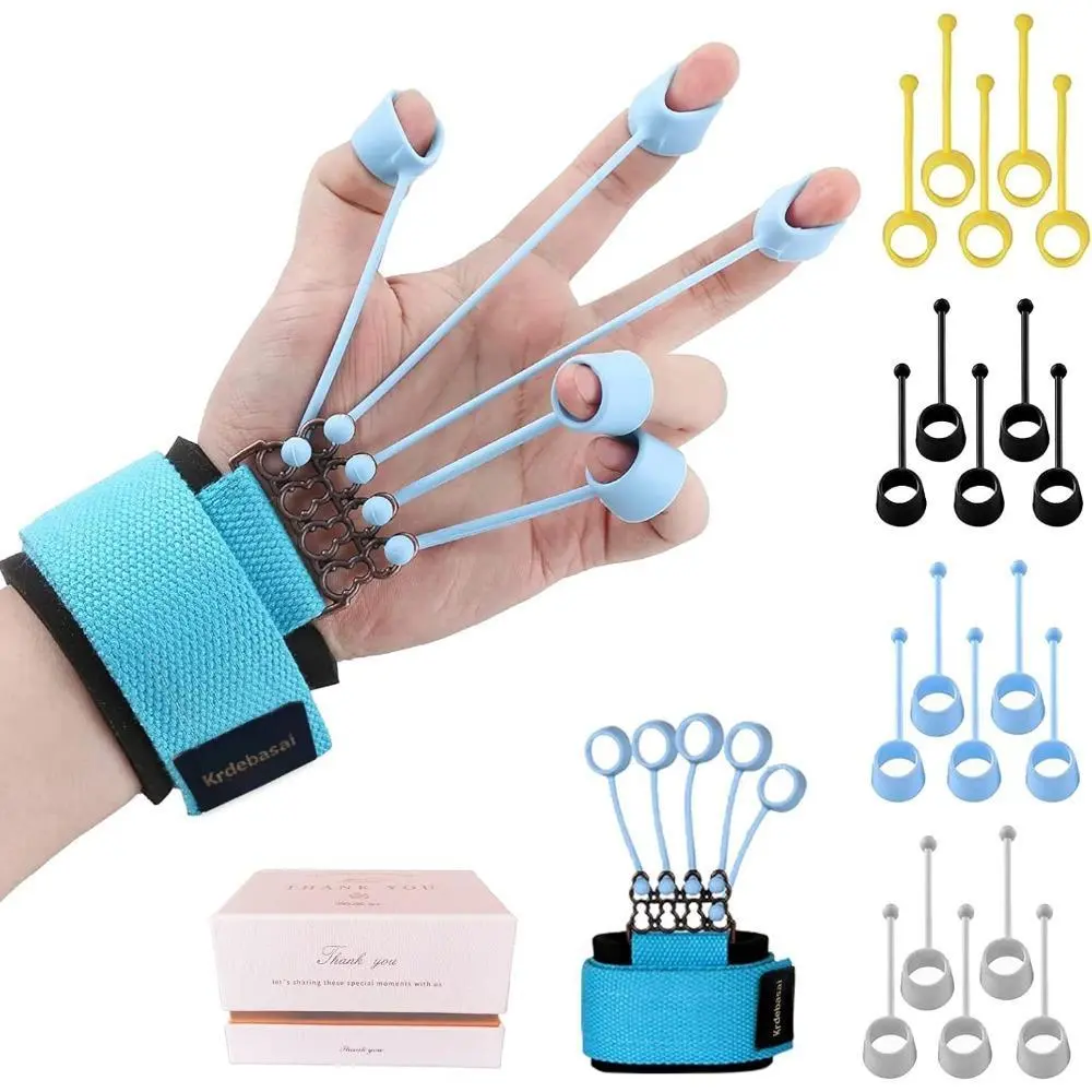 Unisex Adjustable Finger Exerciser & Hand Strengthener, Medical Silicon Functional Tool with 4 Resistance Levels, Multiple Kits for Hand Therapy, Rock Climbing Pain Relief (Arthritis, Carpal Tunnel), Resistance Tiers, Velcro Strap, Fingers, Forearms, Work