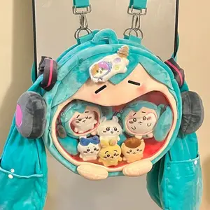 Two-dimensional Hatsune Miku plush bag anime peripheral cute girl backpack transparent stitching crossbody bag coin purse gift