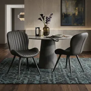Modern Shell Shaped Dining Chairs Set of 2 Ergonomic Curved Backrest Upholstered Fabric Kitchen Dinner Chairs Stable Metal Legs Stylish Side Chair for Dining Room Home Living Room Decor