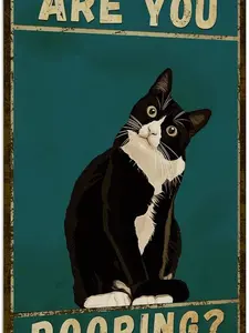 Tuxedo Cat Wall Decor Funny Metal Sign 8x12 Inch