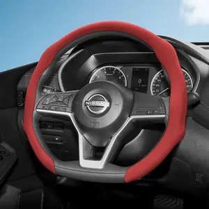 For Nissan NAPPA Perforated Leather Steering Wheel Cover Anti-slip Breathable Quick-install Design All-season For Rogue/X-Trail/Kicks/Qashqai/Sentra/Almera/Versa/Sunny/Altima/Navara/Frontier/Pathfinder/Juke/Magnite/Ariya/Leaf/Murano/Armada/Patrol/Serena