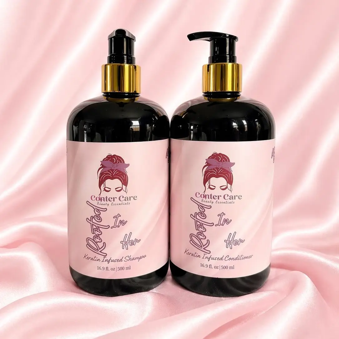 Rooted Shine Duo - Keratin Infused Shampoo & Conditioner for Dry Damaged Hair, Frizz-Prone, Color-Treated, 16.9 fl oz Each, Sulfate-Free, Paraben-Free