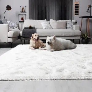 Ivory Modern Shag Rug - Luxury Plush & Non-Slip Area Carpet for Living Room & Bedroom. Super Soft, Multiple Sizes-Q