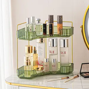 Corner Bathroom Organizer with Perfume Tray - Ideal for Storage and Organization - Perfect for Bathroom Boxes,Green Bath Accessories