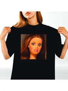 Creepy Doll Face Meme T-Shirt, Funny Graphic Tee For Unisex