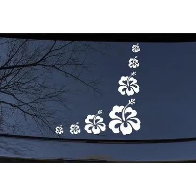 Hibiscus Flower Hawaii Vinyl Decals - Pair Of 4 Inch Red Mirror Image Stickers