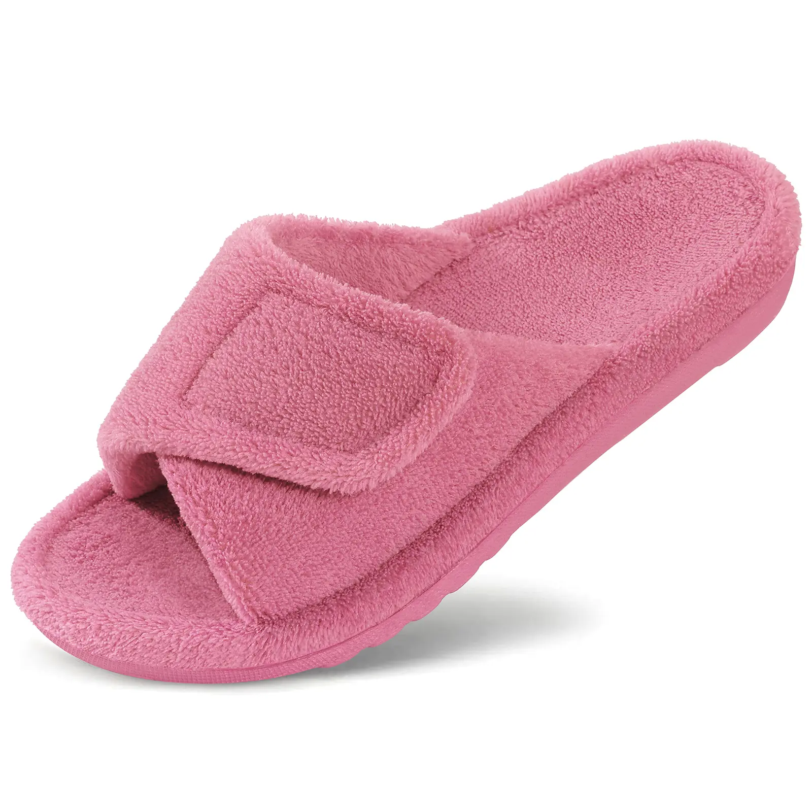 【Litfun】Unisex Classic Design Orthopedic Arch Support Open Toe Footwear, Adjustable Straps, Cushioned Footbed, Soft Fit Indoor-Outdoor House Slippers, Coral Velvet