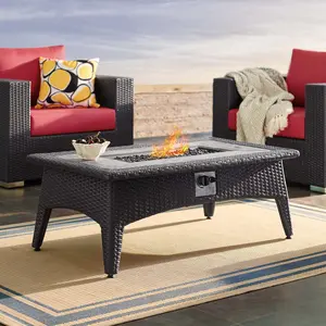 Modway Splendor 43.5" Rectangle Outdoor Patio Fire Pit Table in Espresso