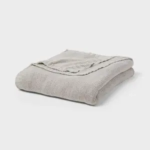Full/Queen Sweater Knit Bed Blanket Gray - Threshold