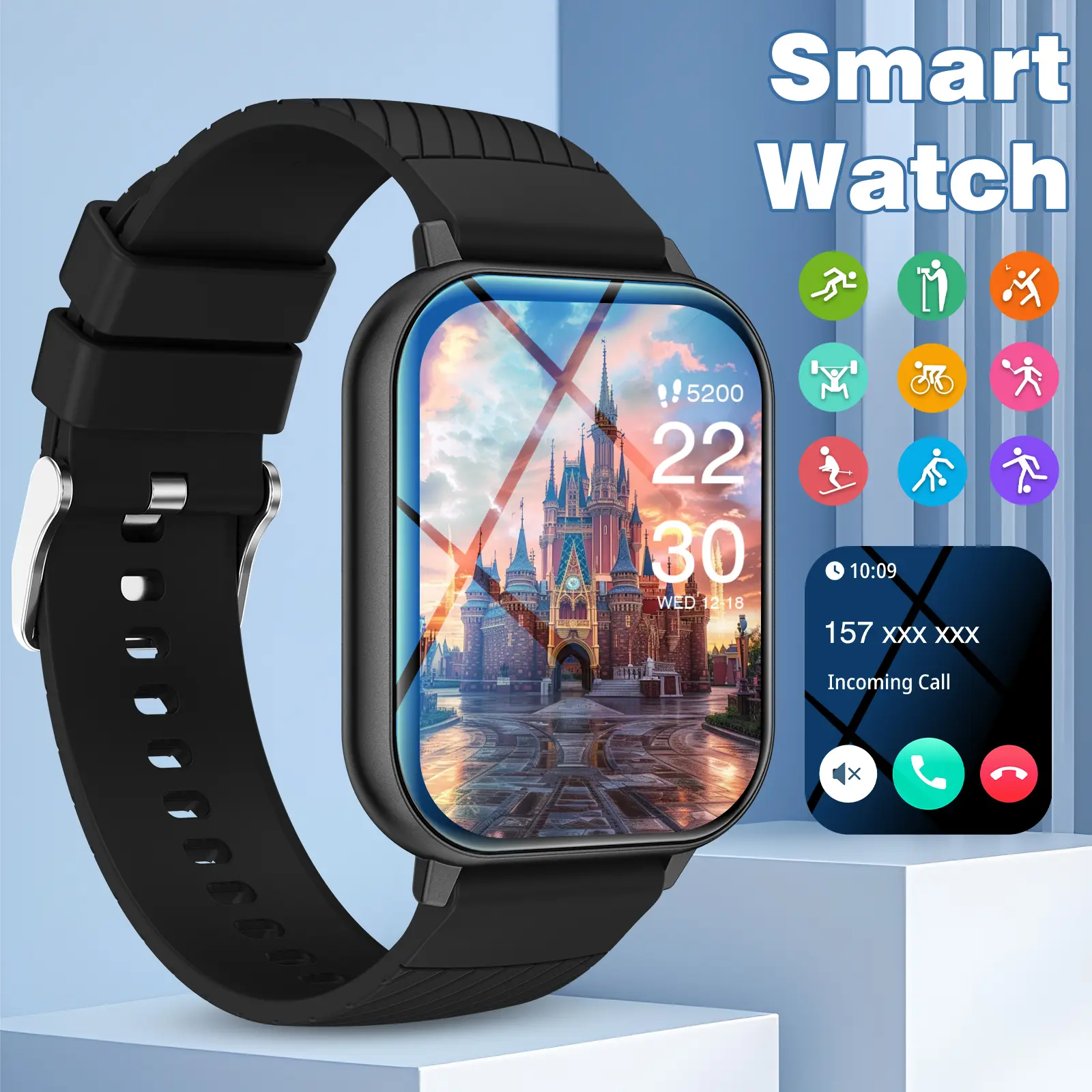 2026 New Smart Watch Wearable HD Touchscreen - Wireless Calling, Camera & Music Control, Multi-Sport Modes, Alarm/Call-SMS Alert, Custom Display, iOS Android Compatible (Unisex) Smartwatch with calls