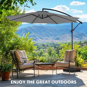Sweetcrispy Offset Cantilever Patio Umbrella - Outdoor Umbrellas with 8 Ribs, Easy Tilt Adjustment, UV Protection, Sun Shade for Patio Spaces