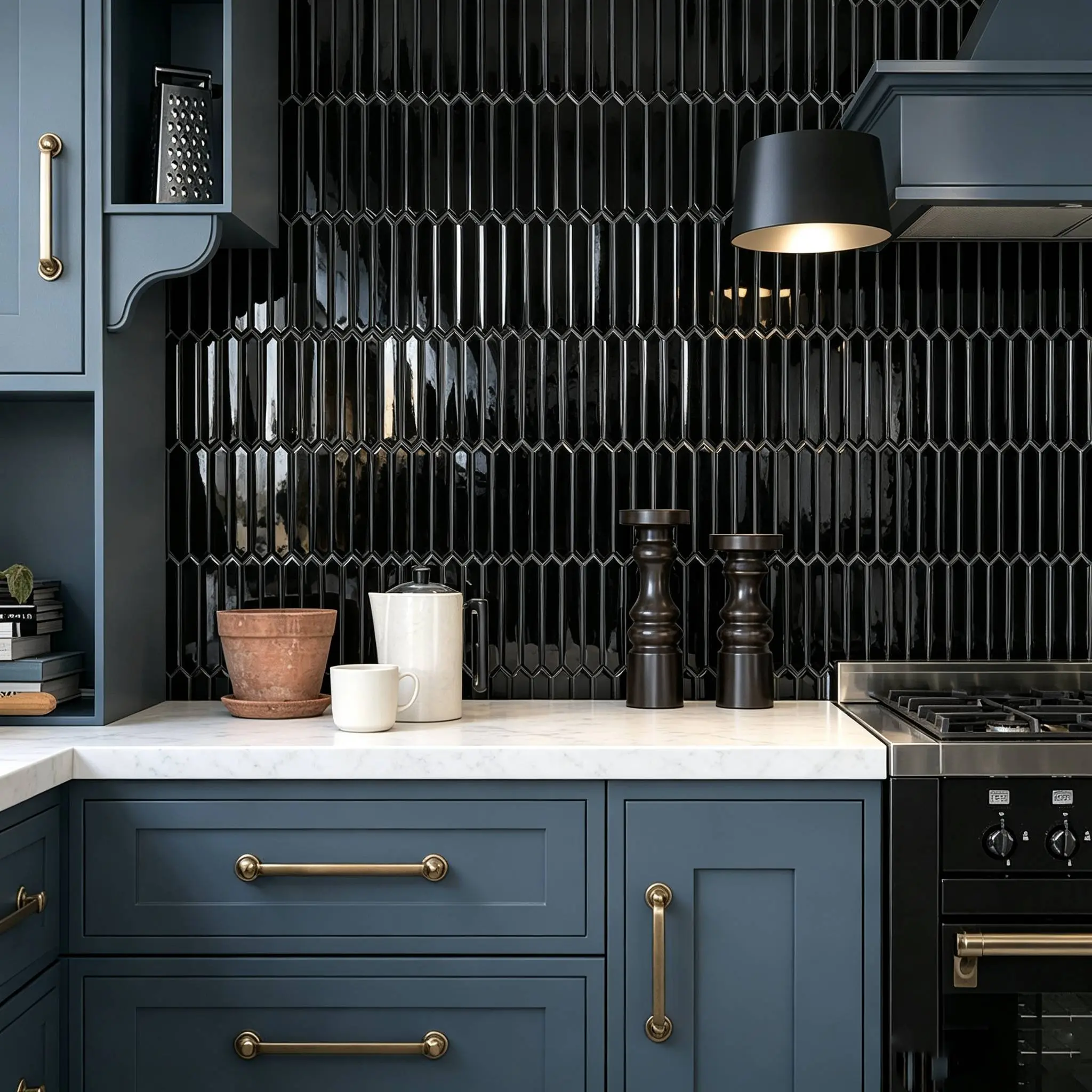 MOONFUN 10Pcs 1.2mm Thick Waterproof Peel-and-Stick Elongated Hexagonal Dark Green Faux Vinyl 3D Wall Tiles - Renter-Friendly Modern Farmhouse DIY Peel and Stick Backsplash for Kitchen, Bathroom