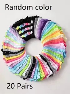 Women's Boat Socks Pack of 20, Random Colors, Low Cut Invisible Socks, Breathable Chic Casual Fit Socks for Sports Shoes & Flat Shoes