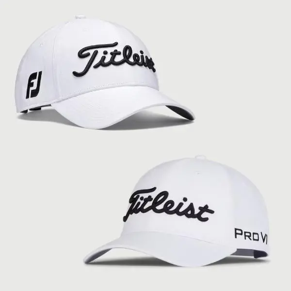 Titleist Men's Tour Performance Golf Hat Black & White Lightweight UV 50+ Protection