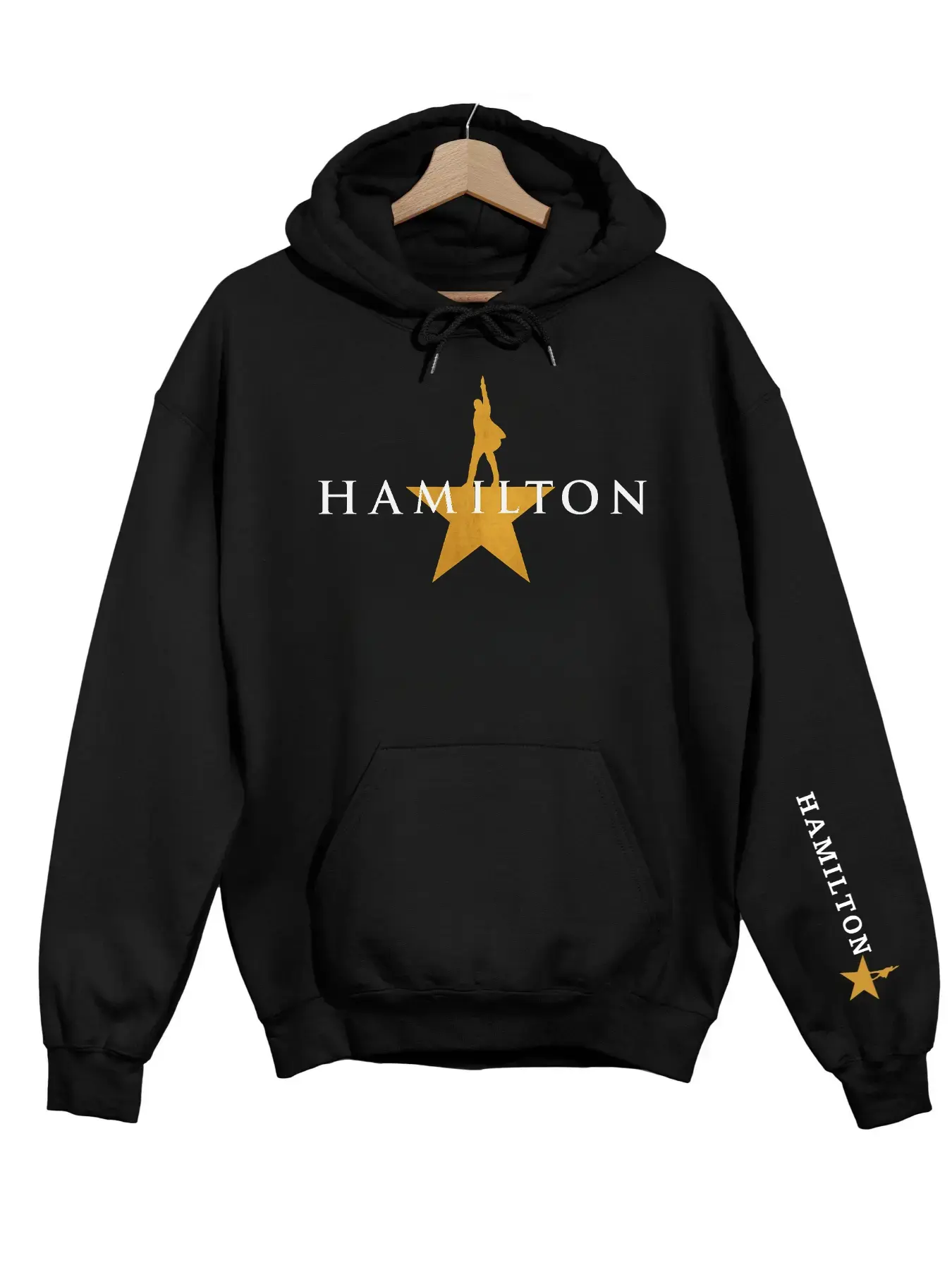 Women's, Womenswear Hamilton Golden Star Crewneck Fitted Hoodie, Sweatshirt - Retro Vintage Broadway Musical Character Silhouette Graphic, Nostalgic Theater Aesthetic for Musical Lovers, Concert Events, Theater Trips, Edgy Streetwear, Casual Day Outfits